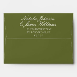 Enveloppe Mariage Vintage Argent Ancien Vert Olive Chocolat