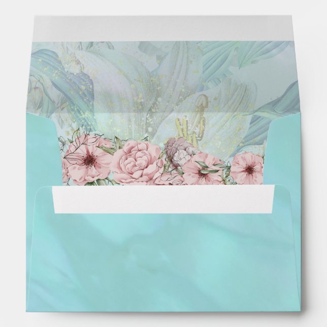 Enveloppe Mariage vintage Blue Peony (Dos (Bas))