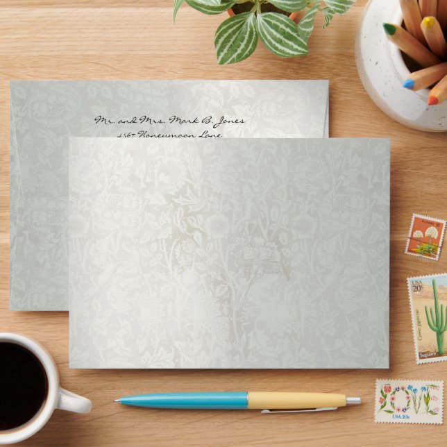 Enveloppe Mariage vintage Damask Grey (Desk)