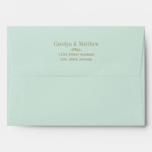 Enveloppe Mariage Vintage Mint Bleu Vert Antique Flourish