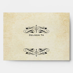 Enveloppe Mariage Vintage Rustique à Fleurissement Noir