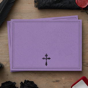 Enveloppe Mariage Violet Croix Toile Noir Gothique Vintage