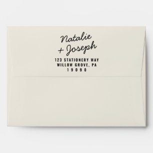 Enveloppe Mariage Whimsical moderne Black Cream rétro brilla