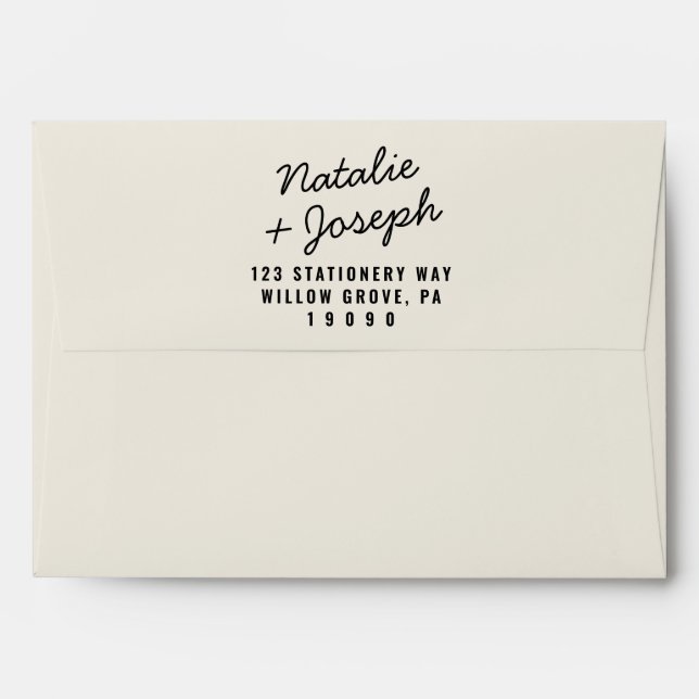 Enveloppe Mariage Whimsical moderne Black Cream rétro brilla (Dos (Haut rabat))
