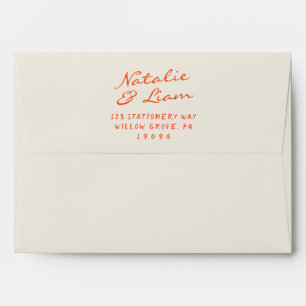 Enveloppe Mariage Whimsical Rétro Coloré manuscrit