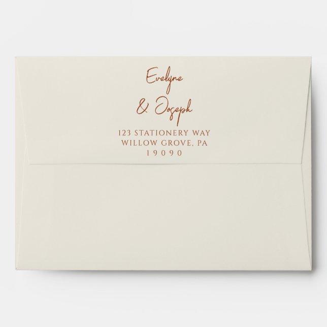 Enveloppe Mariage Whimsical Terry Boho Beige Terracotta (Dos (Haut rabat))