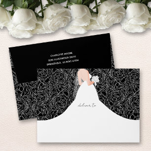 Enveloppe Mariée élégante sur une douche de mariée noire