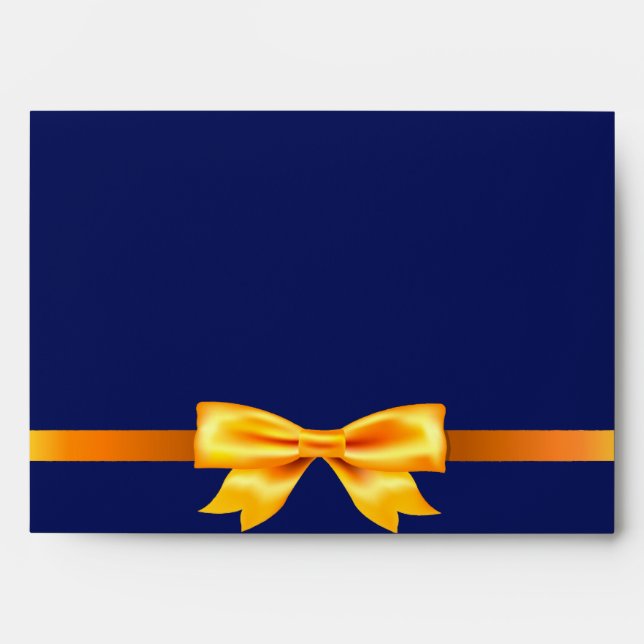 Enveloppe Marine bleu or arc élégant mariage (Devant)