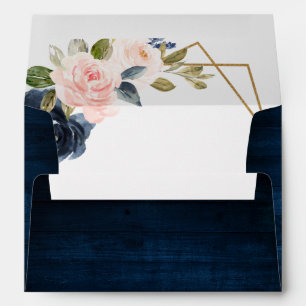 Enveloppe Marine bleu rose rose rose rose Boho Mariage géomé