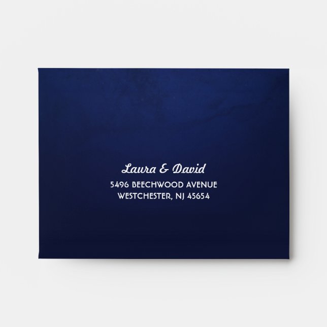 Enveloppe Marine Blue Fade & White Moon & Stars RSVP RETOUR (Devant)