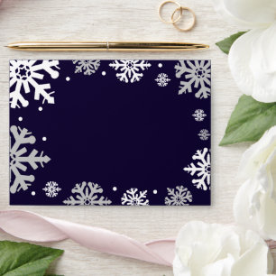 Enveloppe Marine Blue Snowflakes Mariage d'hiver