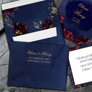 Enveloppe Marine Bordeaux Enregistrer La Date Et Le Carte de