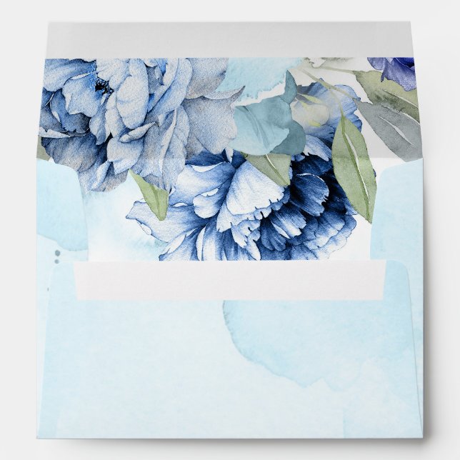Enveloppe Marine et Dusty Blue Floral (Dos (Bas))