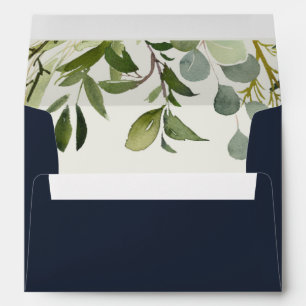 ENVELOPPE MARINE LEAFY GREEN GOLD FOLIAGE ADRESSE DE COULEUR