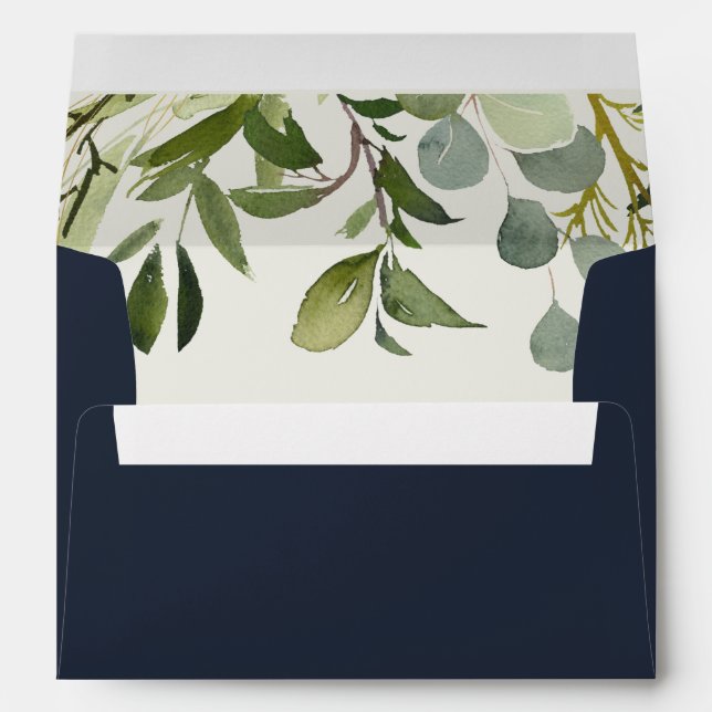 ENVELOPPE MARINE LEAFY GREEN GOLD FOLIAGE ADRESSE DE COULEUR (Dos (Bas))
