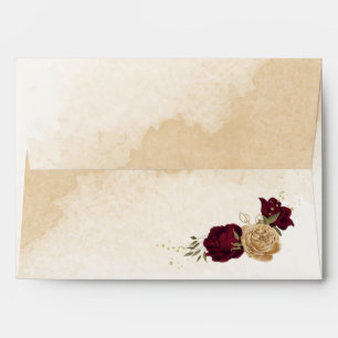 Enveloppe Maroon vert beige or botanique mariage
