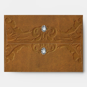 Enveloppe Marron Cuir Rustique Occidental et Diamants Soirée