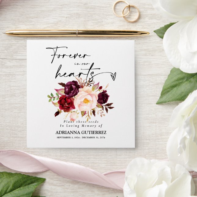Enveloppe Marsala Burgundy Boho Seed Packet Memorial Funeral (Wedding)