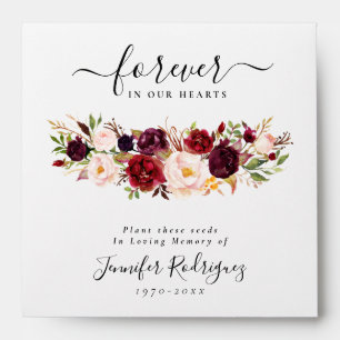 Enveloppe Marsala Peony Boho Seed Packet Memorial Funéraille