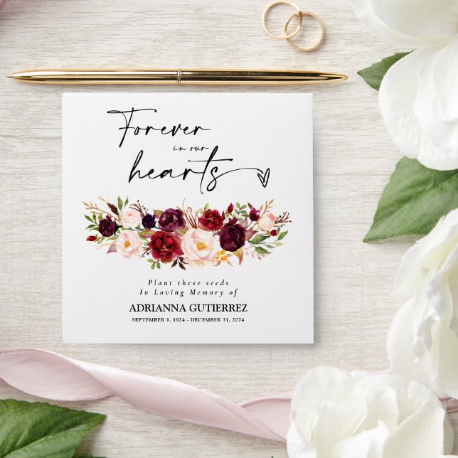 Enveloppe Marsala Peony Boho Seed Packet Memorial Funeral E (Wedding)