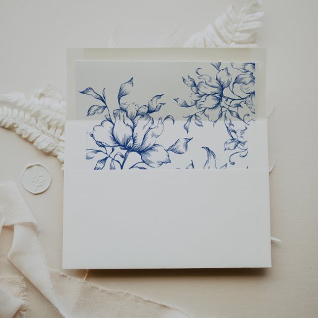 Enveloppe Marseille Bleu Faire-part de mariage Floral (Créateur téléchargé)