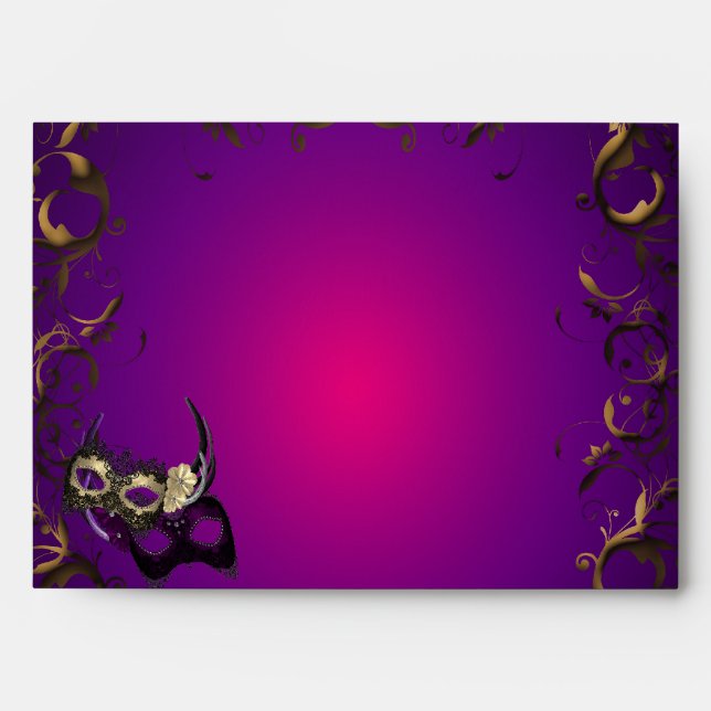 Enveloppe Masque Mardi Gras Violet (Devant)