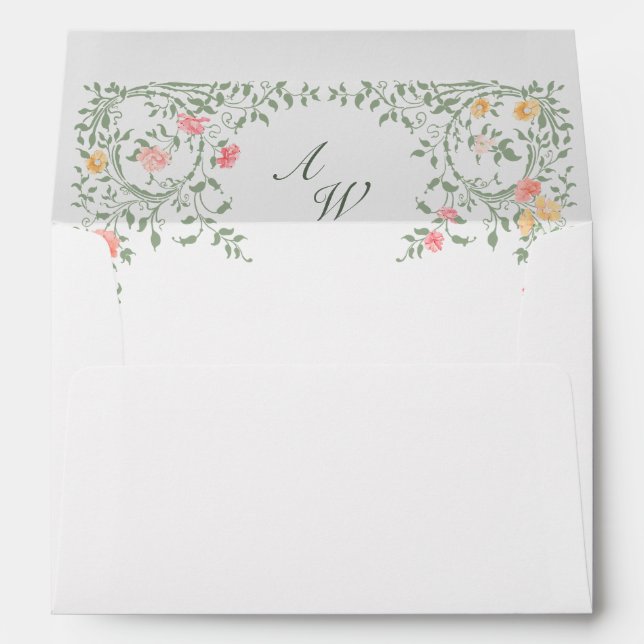 Enveloppe Meadow Pastel Français Rose Fleurs de Mariage Flor (Dos (Bas))
