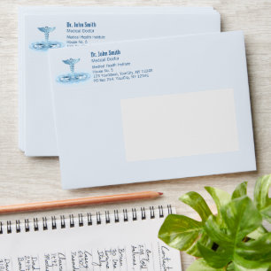 Enveloppe Médicale Blue Hermes Rod Caduceus Water Riples