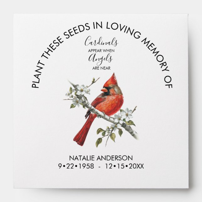 Enveloppe Memorial Flower Seeds Cardinal (Devant)
