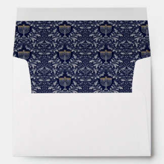 Enveloppe Menorah Bleu Nuit Profond Motif William Morris