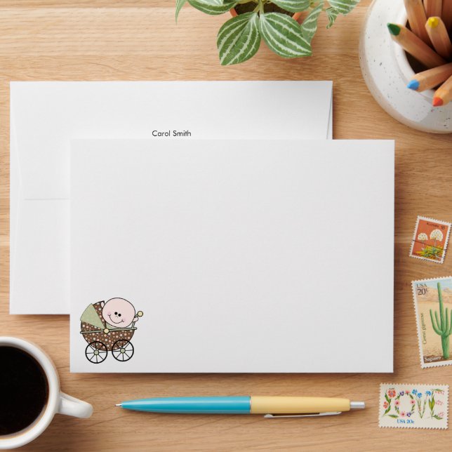 Enveloppe Merci ou invitation pour bébé garçon ou  (Desk)
