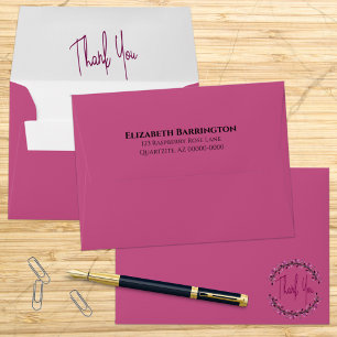 Enveloppe Merci Typographie Chic feuille pourpre couronne