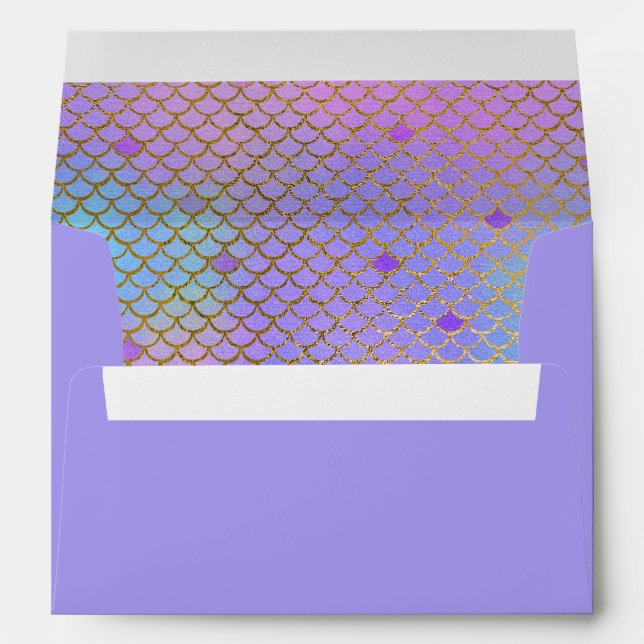 Enveloppe Mermaid Scales Purple Pastels Gold 5X7 (Dos (Bas))