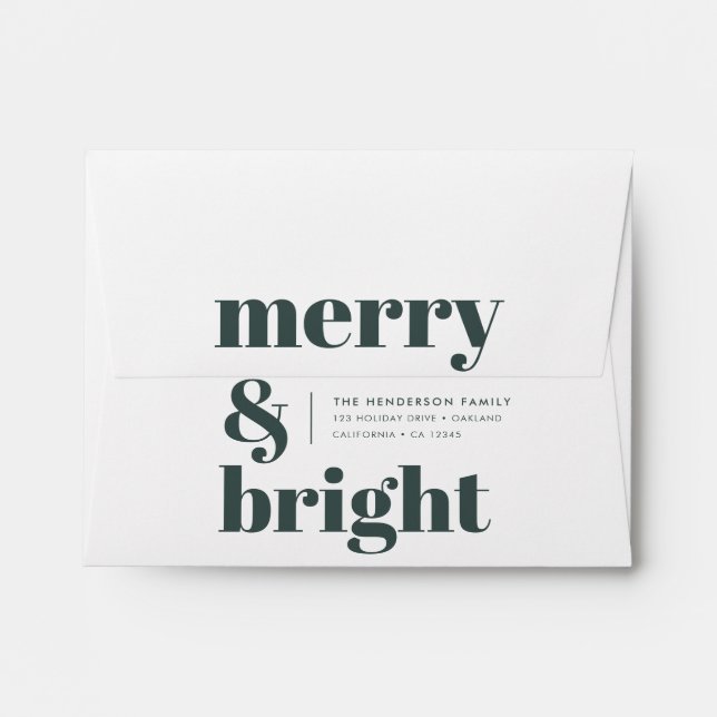 Enveloppe Merry and Bright | Stylish Forest Green (Dos (Haut rabat))