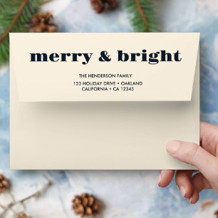 Enveloppe Merry & Bright l Blue Watercolor Pine Forest
