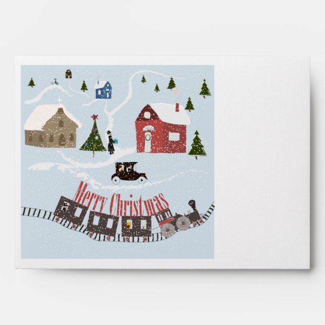 Enveloppe Merry Christmas , rétro (Devant)