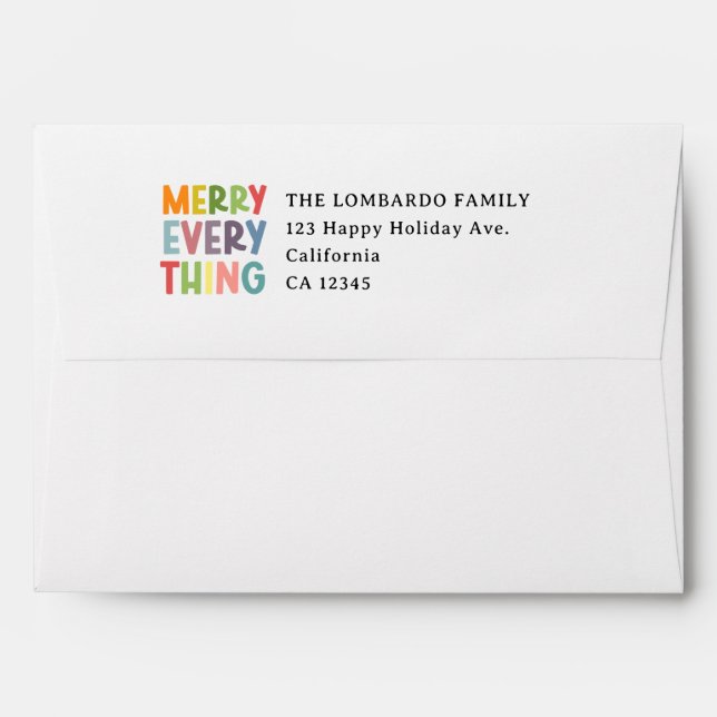 Enveloppe Merry Everything Inclusive Holiday Return Address (Dos (Haut rabat))