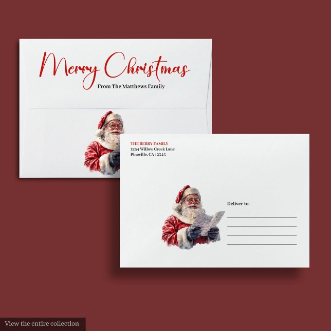 Enveloppe Merry Santa Claus Rustic Custom Name Editable Xmas (Merry Santa Claus Rustic Custom Name Editable Envelope)