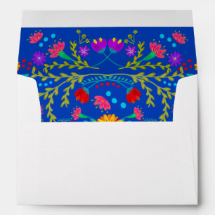 Enveloppe Mexican Flowers and Papel Picado Adresse de retour