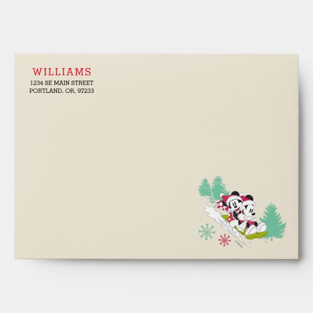 Enveloppe Mickey et Minnie classiques | Neige (Devant)