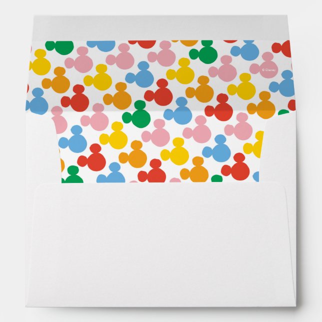 Enveloppe Mickey Mouse | Logo Coloré Répétant (Dos (Bas))