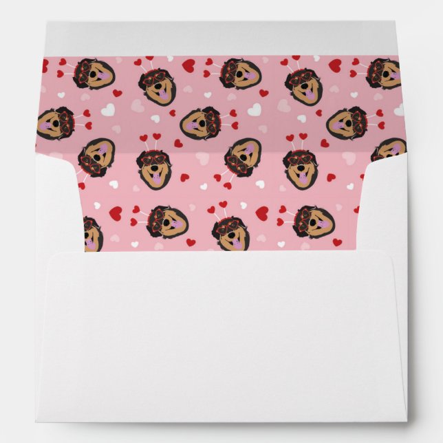 Enveloppe Mignonne amour chien rose rouge (Dos (Bas))