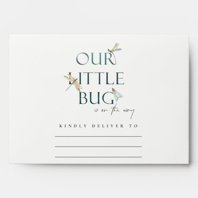 Enveloppe Mignonne Notre petit Baby shower Bleu Bleu de libe (Devant)