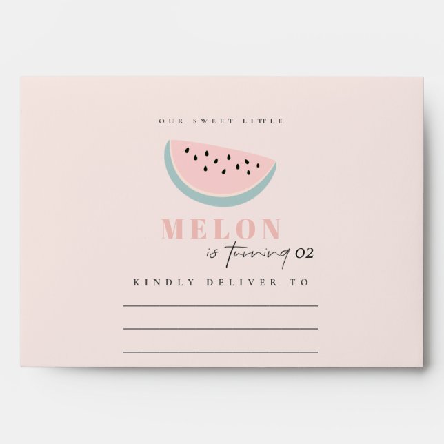 Enveloppe Mignonne Notre Petit Melon Pastel Rose N'Importe Q (Devant)