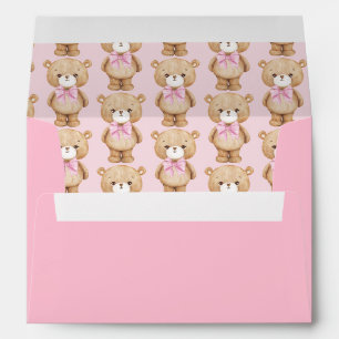 Enveloppe Mignonne Rose Teddy Ours Bébé Fille Douche Anniver