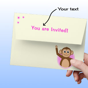 Enveloppe Mignonne singe crème rose de 2e anniversaire