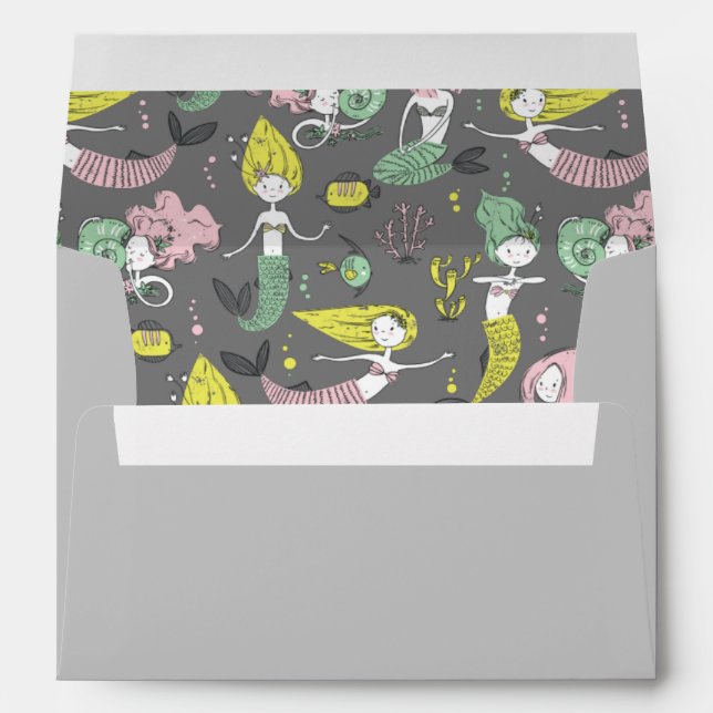 Enveloppe Mignonne Sirène Rose Sous La Mer Anniversaire (Dos (Bas))