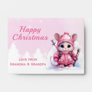Enveloppe Mignonne Souris d'hiver Cadeau en argent de Noël