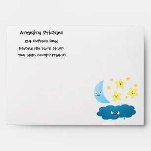 Enveloppe Mignons étoiles chantant, lune et bande dessinée d