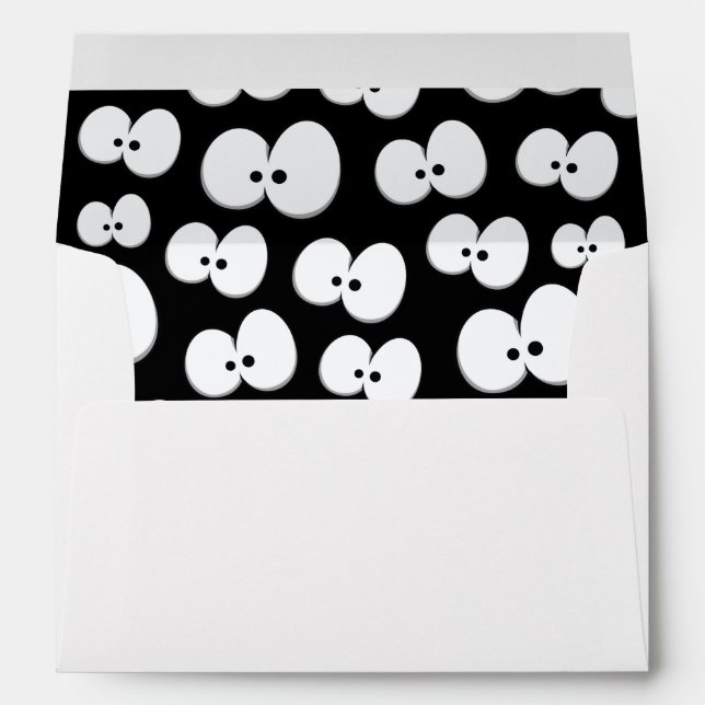 Enveloppe Mignons Noir et Blanc Éffrayant Yeux Motif Hallowe (Dos (Bas))